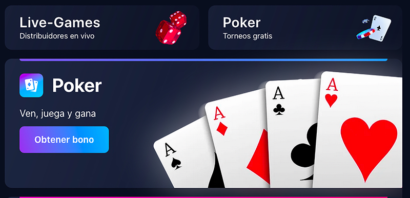 Bonos poker 1win