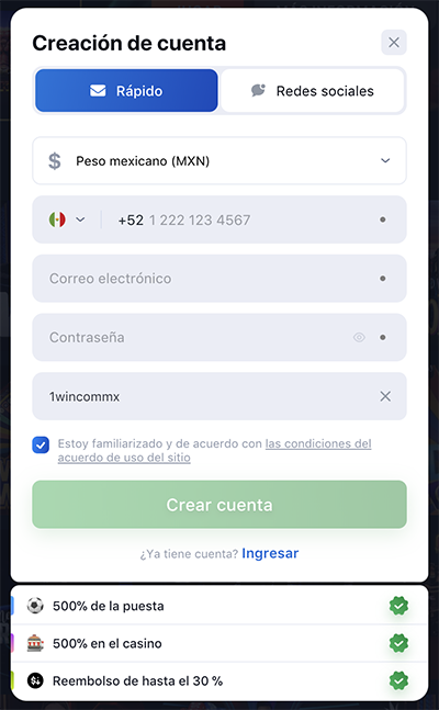 Registro 1win